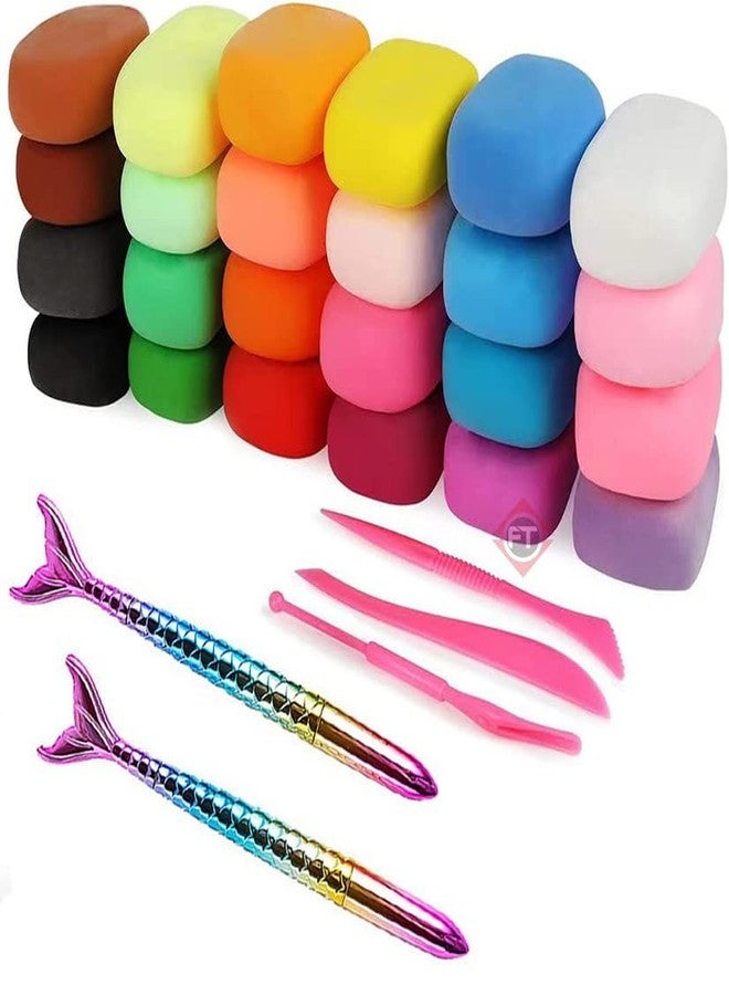 Firstly Kids Safe Soft & Non Toxic Modeling Play Dough & Joy Sets (12 Colorful Clay Pack, Multicolour, Age 3+) and 2 pc Mermaid Pen - Image 1